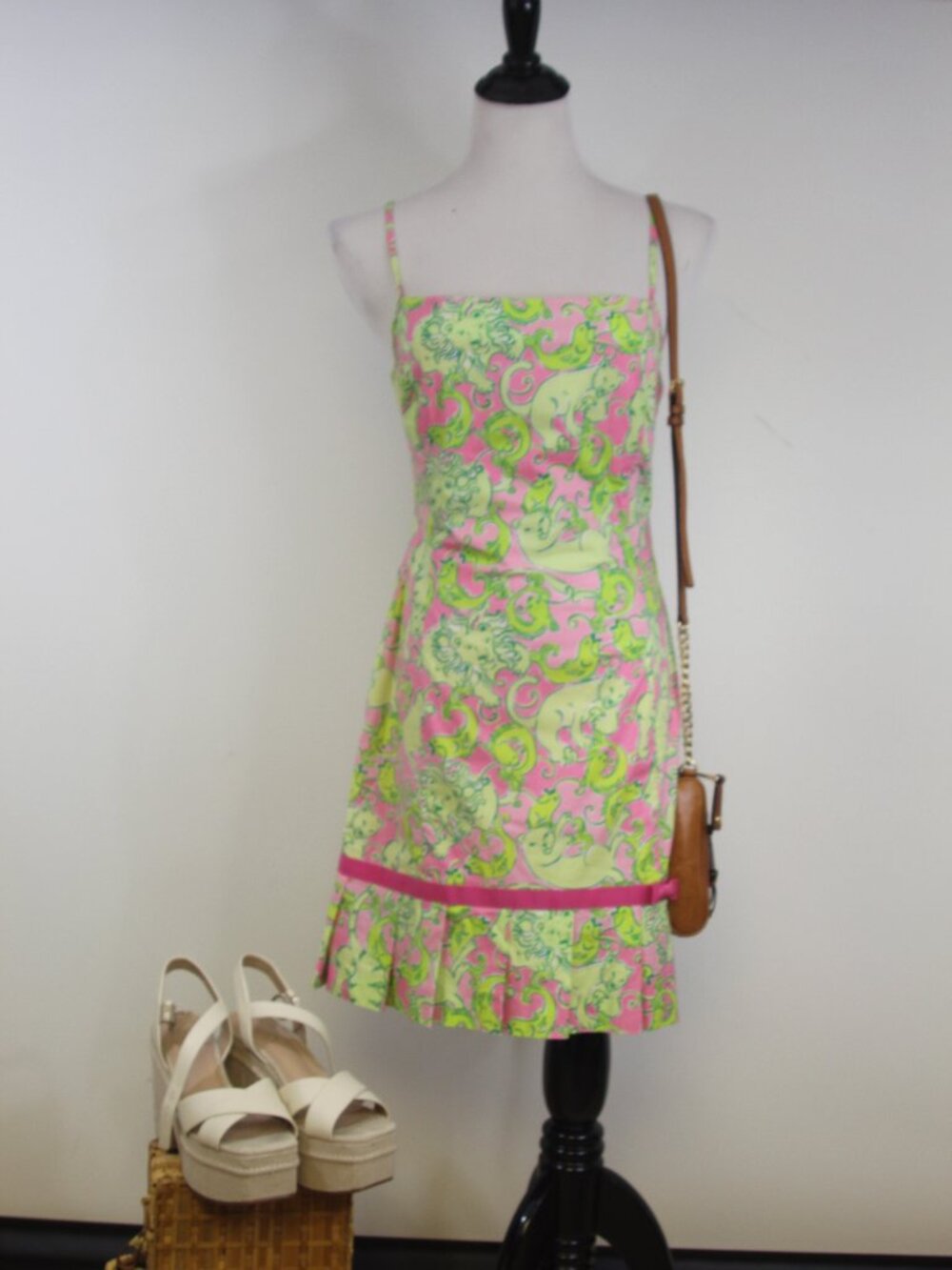 Lilly Pulitzer Animal Kingdom Mini Dress Pink Green Lion Fish Print Size 6